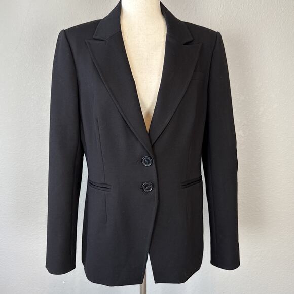Paige Womens Chelsee Blazer Size L Black Stretch Suiting Work 2 Button Classic - Picture 2 of 7